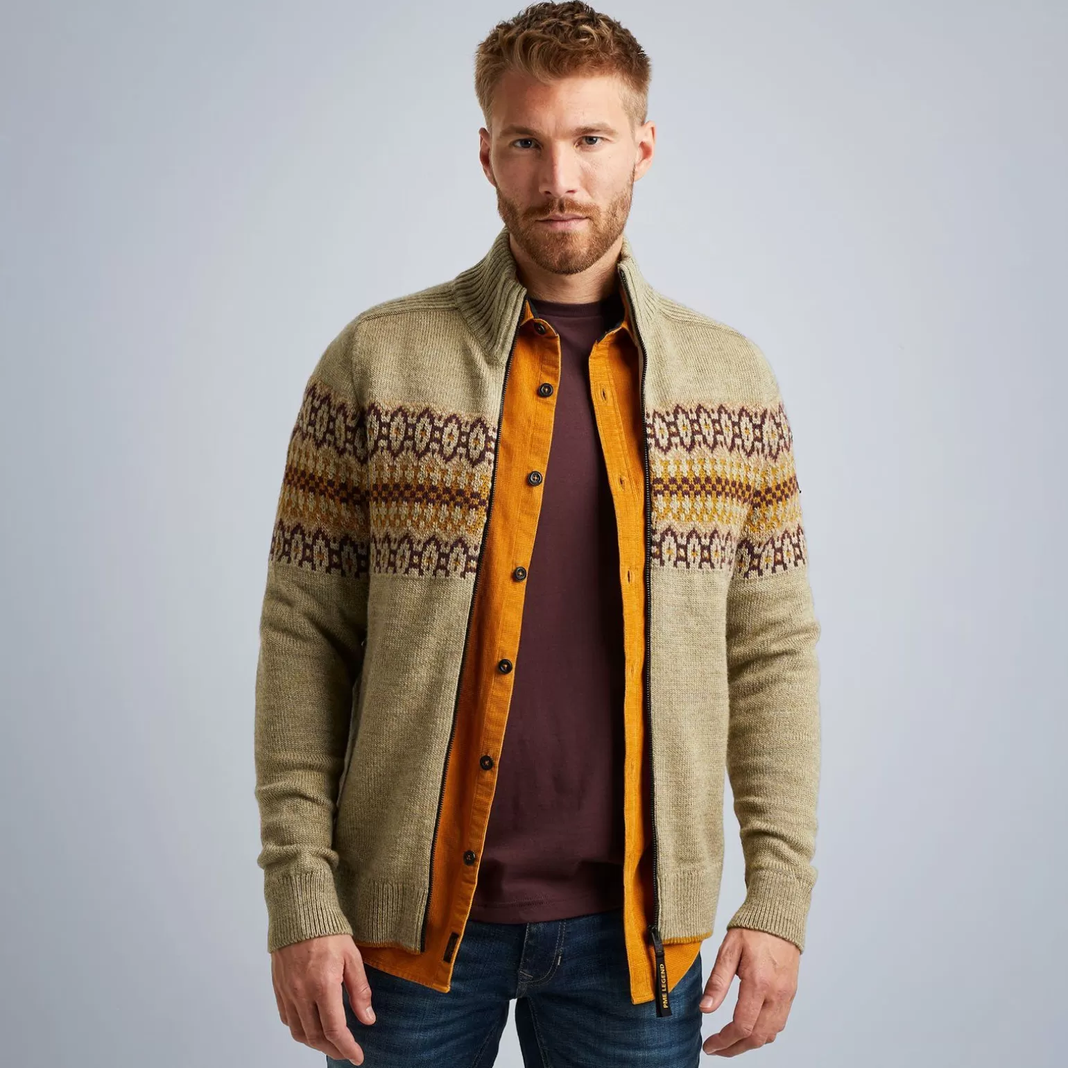 Tops*PME Legend Tops Cardigan With Fair Isle Pattern