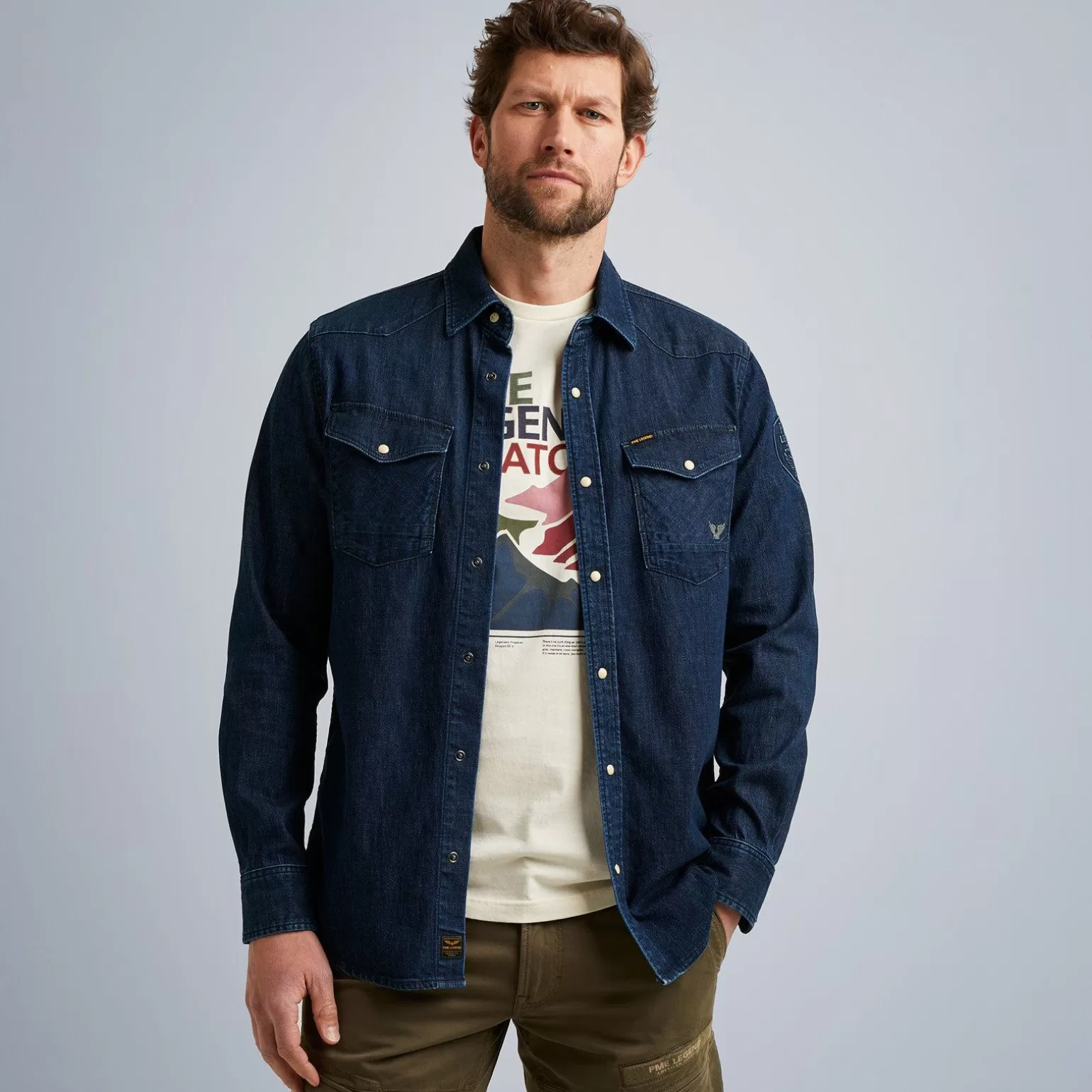 Tops*PME Legend Tops Denim Shirt With Comfort Stretch