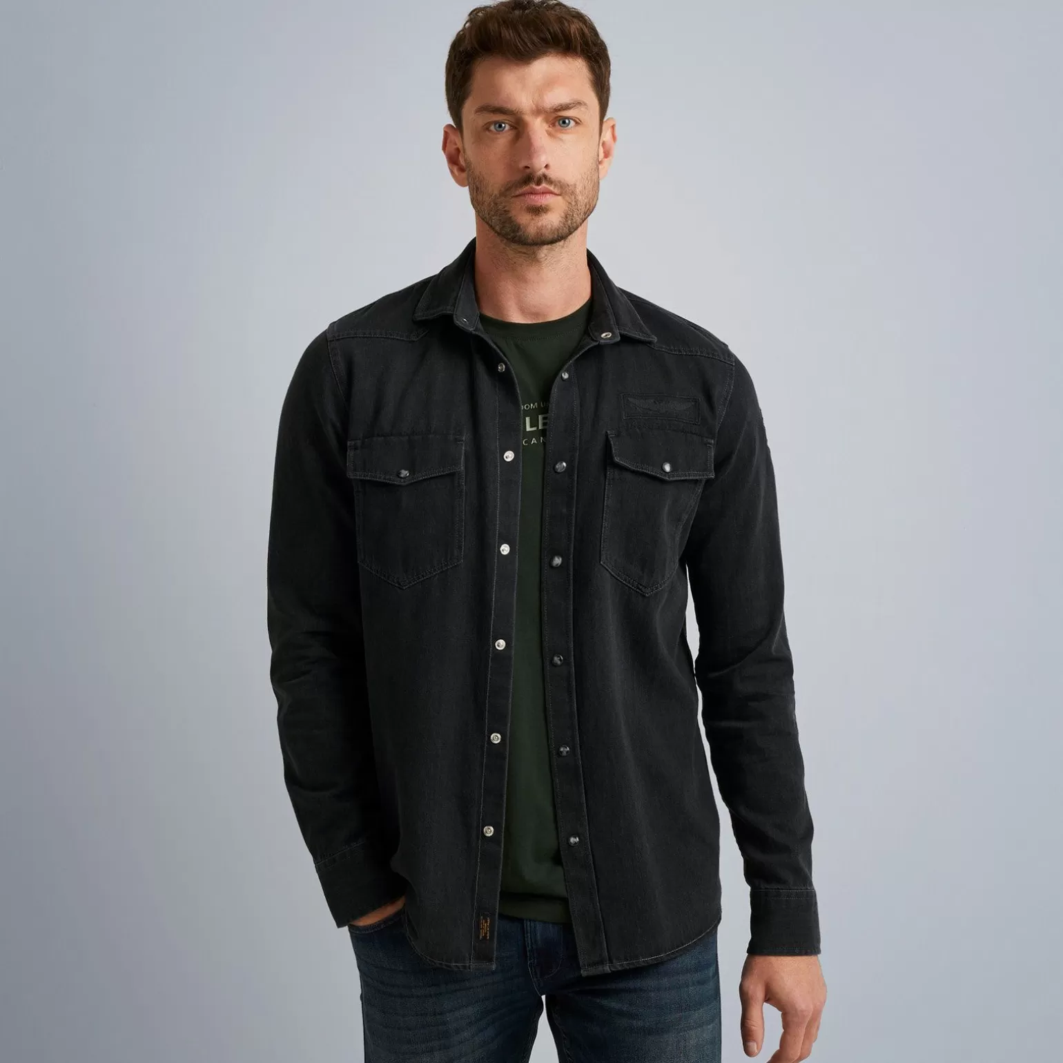 Tops*PME Legend Tops Denim Shirt With Comfort Stretch