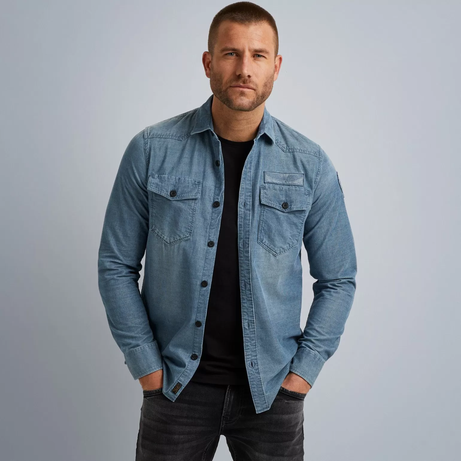 Tops*PME Legend Tops Shirt In Indigo Corduroy