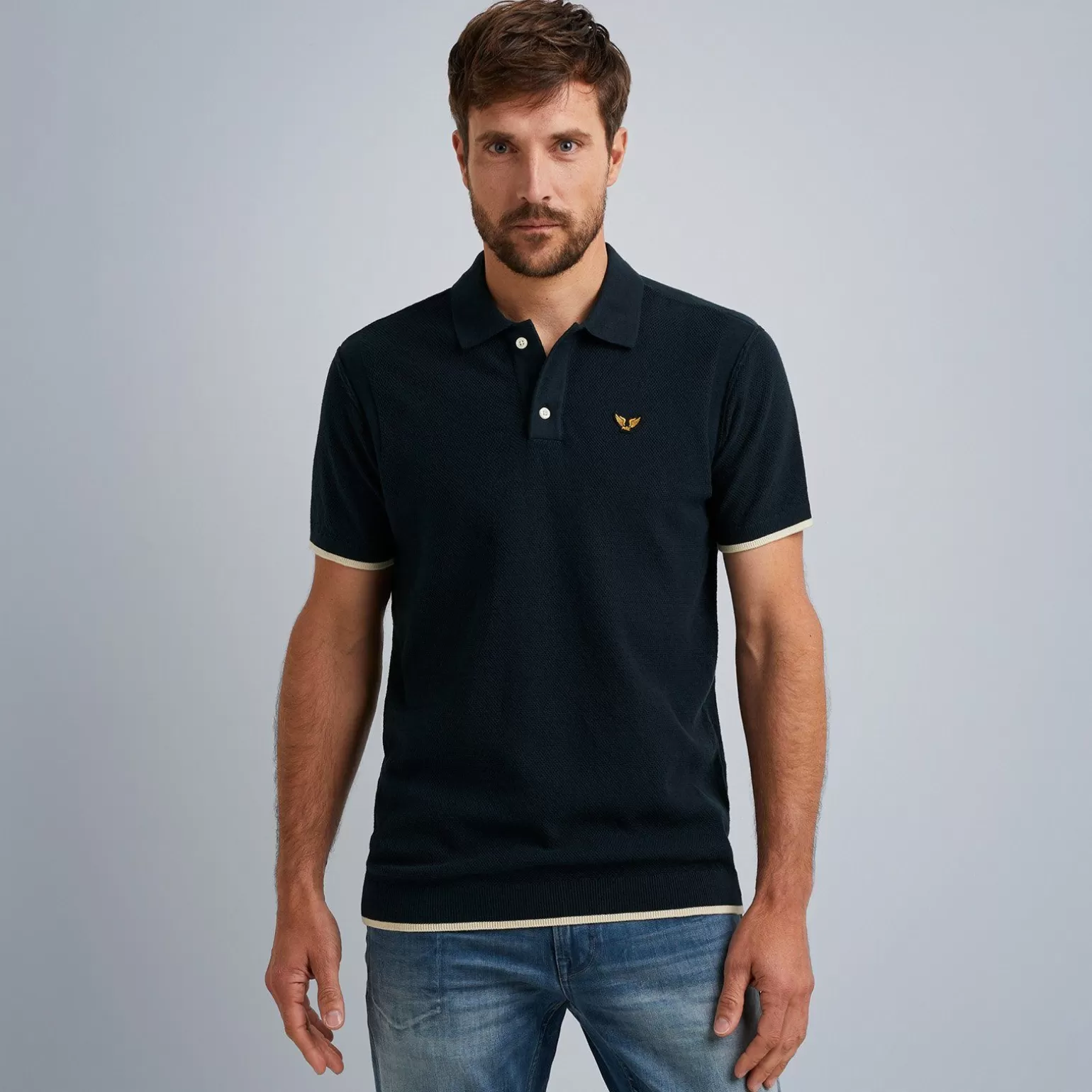 Tops*PME Legend Tops Short Sleeve Polo Structure Knit Polo