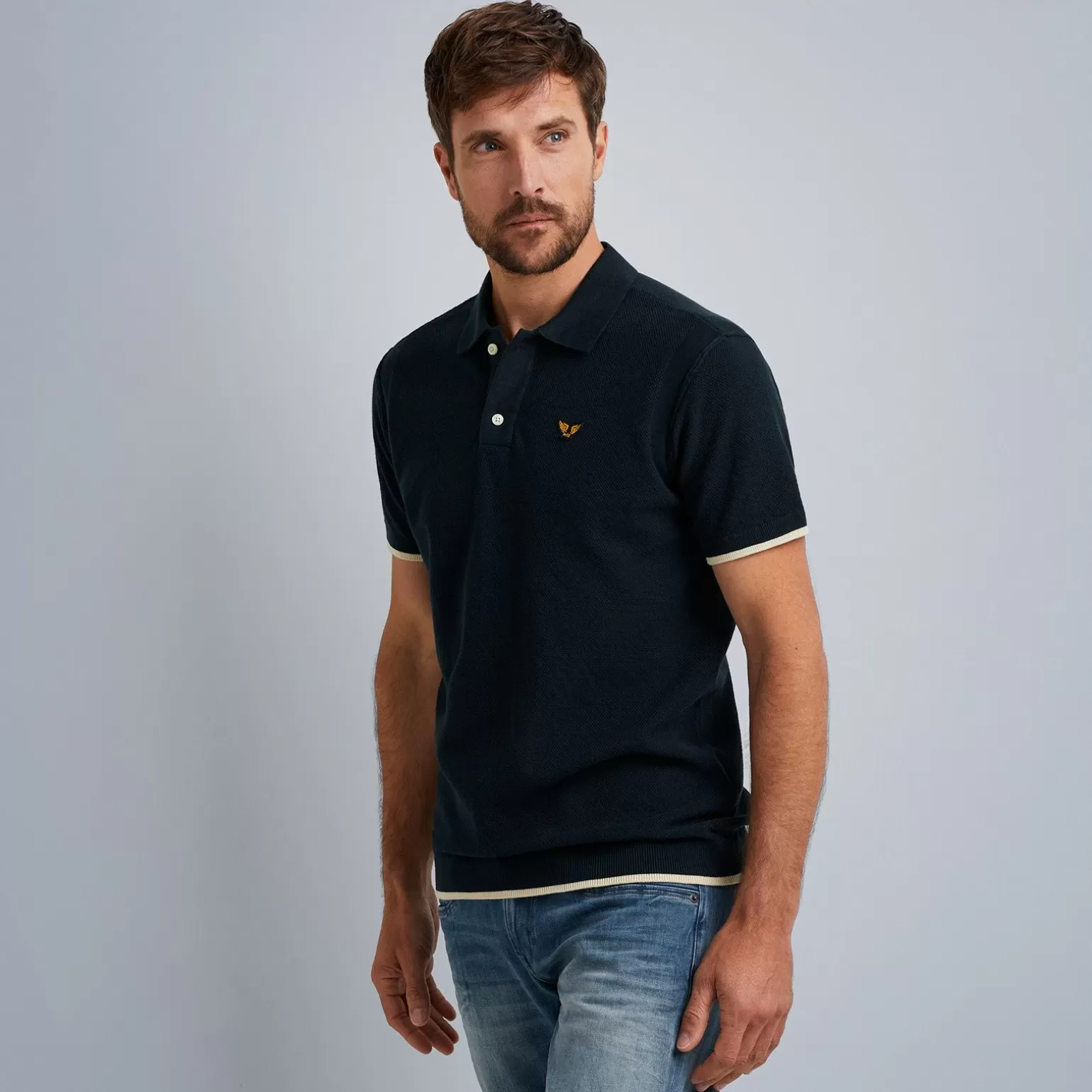 Tops*PME Legend Tops Short Sleeve Polo Structure Knit Polo